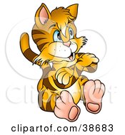 Clipart Illustration Of A Stubborn Tiger Striped Kitty Cat Sitting With His Arms Crossed by dero