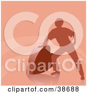 Poster, Art Print Of Silhouetted Man Leaning Against A Heart On A Pink Background With Lines