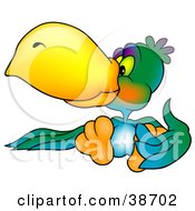 Clipart Illustration Of A Vibrantly Colored Parrot With A Yellow Beak by dero