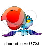 Poster, Art Print Of Blue And Purple Parrot With A Red Beak Flying Forward