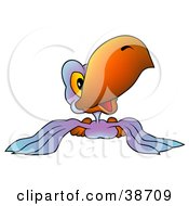 Clipart Illustration Of A Friendly Purple Parrot With An Orange Beak by dero