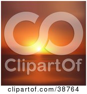 Clipart Illustration Of A Yellow And Orange Coastal Sunset Over The Sea by dero