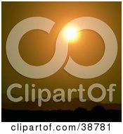 Clipart Illustration Of An Orange Sunset Over Hills by dero
