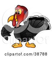 Clipart Illustration Of A Black Turkey Bird With A Red Head