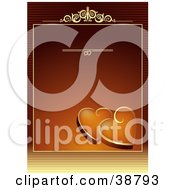 Clipart Illustration Of A Gradient Orange Background With Golden Accents And Hearts And Blank Space For Text by dero