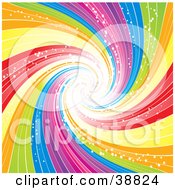 Poster, Art Print Of Swirling Rainbow Vortex Sparking And Spiraling Into The Distance