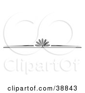 Clipart Illustration Of A Black And White Website Header With A Floral Center