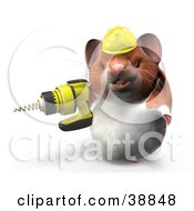 Construction Worker Hamster Using A Power Drill