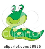 Clipart Illustration Of A Cute Green Slug With Spots On Its Back by Alex Bannykh