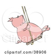 Clipart Illustration Of A Playful Pig Swinging