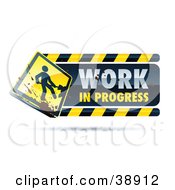 Poster, Art Print Of Work In Progress Construction Sign With A Yellow Digger Sign