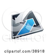 Poster, Art Print Of Pre-Made Logo Of A Chrome And Blue Diamond With Arrows