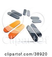 Clipart Illustration Of A Pre Made Logo Of Chrome And Orange Blades Spinning