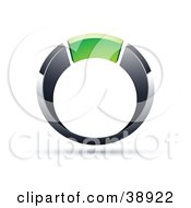 Clipart Illustration Of A Pre Made Logo Of A Chrome And Green Ring by beboy