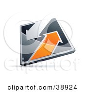 Poster, Art Print Of Pre-Made Logo Of A Chrome And Orange Diamond With Arrows