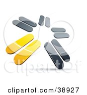 Clipart Illustration Of A Pre Made Logo Of Chrome And Yellow Blades Spinning by beboy