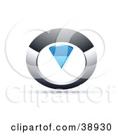 Poster, Art Print Of Pre-Made Logo Of A Chrome And Blue Circular Knob