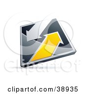 Poster, Art Print Of Pre-Made Logo Of A Chrome And Yellow Diamond With Arrows