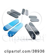 Clipart Illustration Of A Pre Made Logo Of Chrome And Blue Blades Spinning by beboy