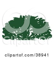 Clipart Illustration Of A Lush Green Silhouetted Shrub