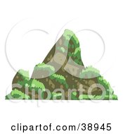 Clipart Illustration Of A Steep Mountain With Grass On The Side