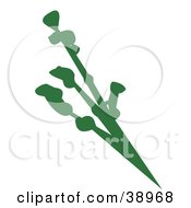 Clipart Illustration Of A Green Silhouetted Plant With Blooms