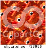 Poster, Art Print Of Background Of Crowded Orange Fish Schooling