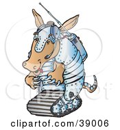 Robotic Armadillo In Metal Armor And A Transmitter