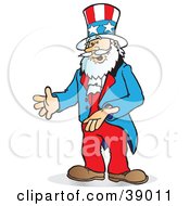 Poster, Art Print Of Uncle Sam Gesturing With His Hands Or Presenting An Item