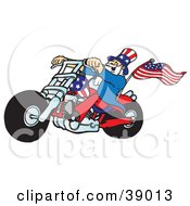 Uncle Sam Riding A Patriotic Chopper With A Flag On The Back