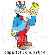 Poster, Art Print Of Uncle Sam Playing A Bugle