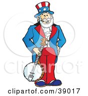 Uncle Sam Standing And Holding A Banjo
