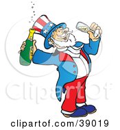 Poster, Art Print Of Uncle Sam Drinking Bubbly Champagne