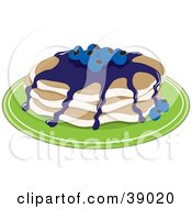 Poster, Art Print Of Short Stack Of Buttermilk Pancakes Topped With Blueberries And Blueberry Syrup