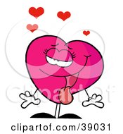 Infatuated Pink Female Heart With Her Tongue Hanging Out by Hit Toon