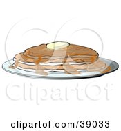 Poster, Art Print Of Hot Buttery Pancakes Served With Maple Syrup