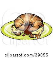 Poster, Art Print Of Breakfast Croissant Sandwich With Bacon And Eggs