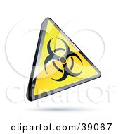 Clipart Illustration Of A Shiny Yellow Warning Triangular Biological Hazard Sign