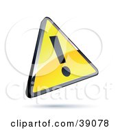 Shiny Yellow Warning Triangular Exclamation Point Sign
