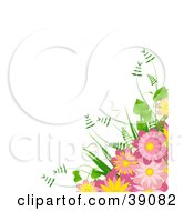 Poster, Art Print Of Yellow And Pink Daisy Bouquet With Ferns