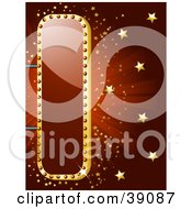 Poster, Art Print Of Shiny Red And Gold Theater Sign With Golden Stars And A Bursting Red Background