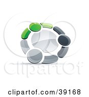 Poster, Art Print Of Pre-Made Logo Of A Circle Of Three Green Gray And Black People Holding Hands