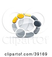 Poster, Art Print Of Pre-Made Logo Of A Circle Of Three Yellow Gray And Black People Holding Hands