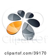 Poster, Art Print Of Circle Of Chrome And Orange Droplets Forming A Windmill