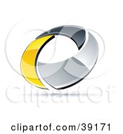 Poster, Art Print Of Pre-Made Logo Of A Chrome And Yellow Circling Ring