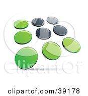 Poster, Art Print Of Pre-Made Logo Of Rows Of Green And Black Dots