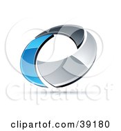 Poster, Art Print Of Pre-Made Logo Of A Chrome And Blue Circling Ring
