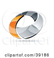 Poster, Art Print Of Pre-Made Logo Of A Chrome And Orange Circling Ring