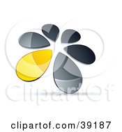 Poster, Art Print Of Circle Of Chrome And Yellow Droplets Forming A Windmill