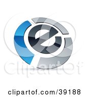 Poster, Art Print Of Pre-Made Logo Of An E Circled By Chrome And Blue Bars